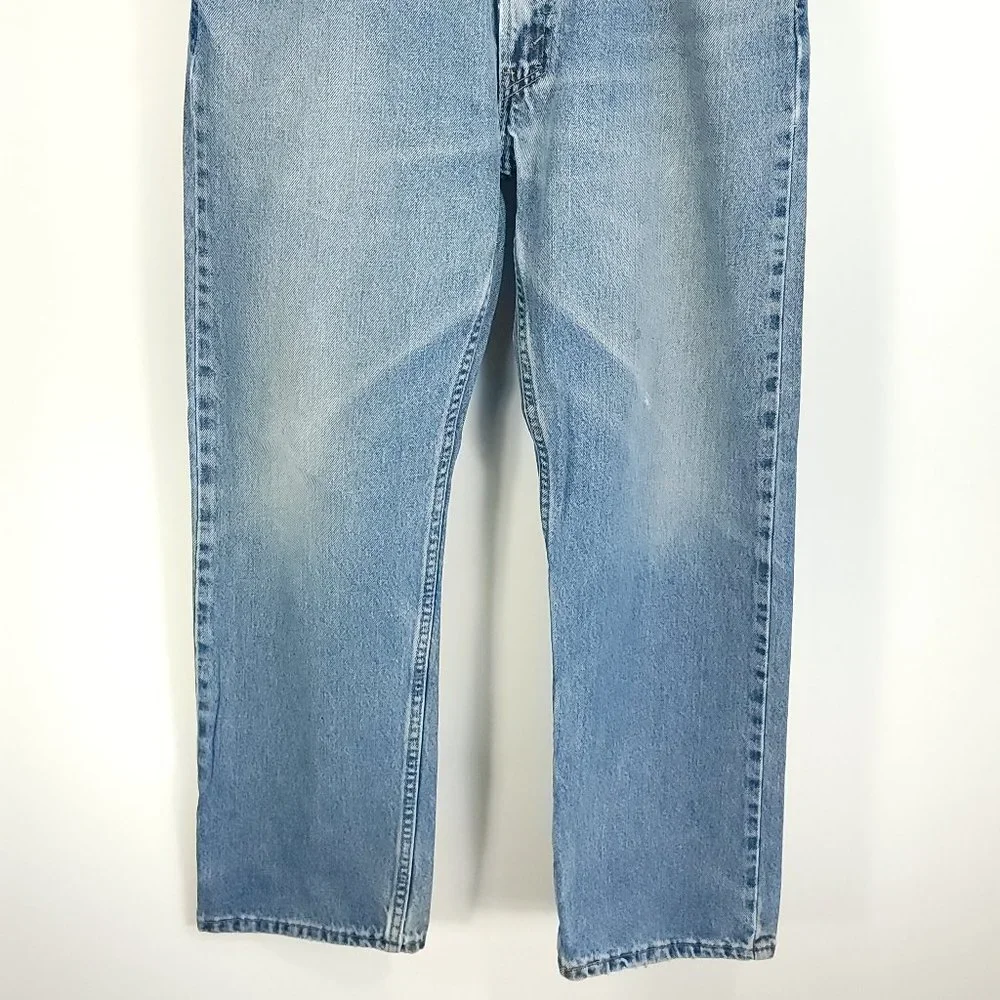 Levi's 505 Denim Jeans Men's 34x30 Blue With Fade Distressed Destroyed - Picture 2 of 15
